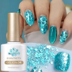 Blue Glitter Sequins Gel Polish SG15 Sea Salt 10ml