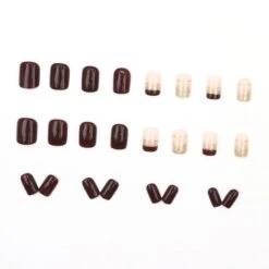 No Brand 24pcs Brown Glitter Press On Nails 12 Sizes French False Nail Tips -Born Pretty Salon 61017 ZHU 5