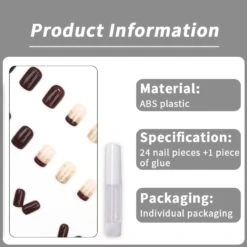 No Brand 24pcs Brown Glitter Press On Nails 12 Sizes French False Nail Tips -Born Pretty Salon 61017 ZI 2