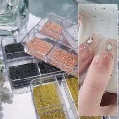 No Brand 6 Grids Round Stainless Steel Beads Nail Decoration -Born Pretty Salon 61036 ZHU 5