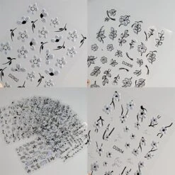 No Brand 10pcs Black White Ink Glitter Flowers Nail Stickers -Born Pretty Salon 61046 ZHU 14
