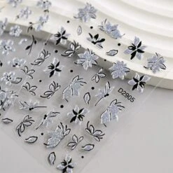 No Brand 10pcs Black White Ink Glitter Flowers Nail Stickers -Born Pretty Salon 61046 ZHU 15