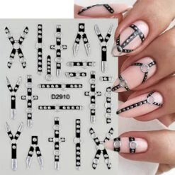 No Brand 10pcs Black White Ink Glitter Flowers Nail Stickers -Born Pretty Salon 61046 ZHU 7