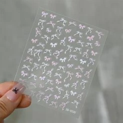 No Brand Pink White Bowknot 5D Nail Stickers 5D-0330 -Born Pretty Salon 61047 3 ZHU 4