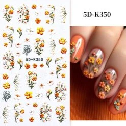 No Brand White Yellow Daisy Flowers 5D Nail Stickers 5D-K350