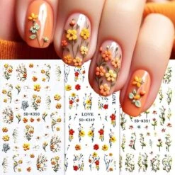 No Brand White Yellow Daisy Flowers 5D Nail Stickers 5D-K350 -Born Pretty Salon 61055 ZHU 2 1