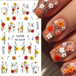 No Brand White Yellow Daisy Flowers 5D Nail Stickers 5D-K349 -Born Pretty Salon 61055 ZHU 4