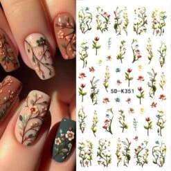 No Brand White Yellow Daisy Flowers 5D Nail Stickers 5D-K350 -Born Pretty Salon 61055 ZHU 6 1