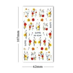 No Brand White Yellow Daisy Flowers 5D Nail Stickers 5D-K350 -Born Pretty Salon 61055 ZHU 7 1