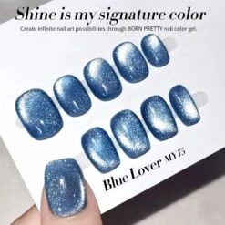 [US ONLY] Blue Glass Cat Magnetic Gel Polish MY75 Blue Lover 15ml -Born Pretty Salon 61067 ZI 8 1