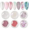 6 Boxes Chrome Nail Art Powder Kit Metallic Pearly Reflective Mixed