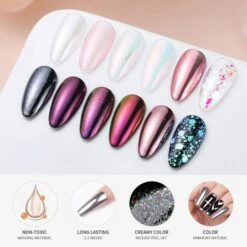 6 Boxes Chrome Nail Art Powder Kit Metallic Pearly Reflective Mixed -Born Pretty Salon 61121 ZI 2