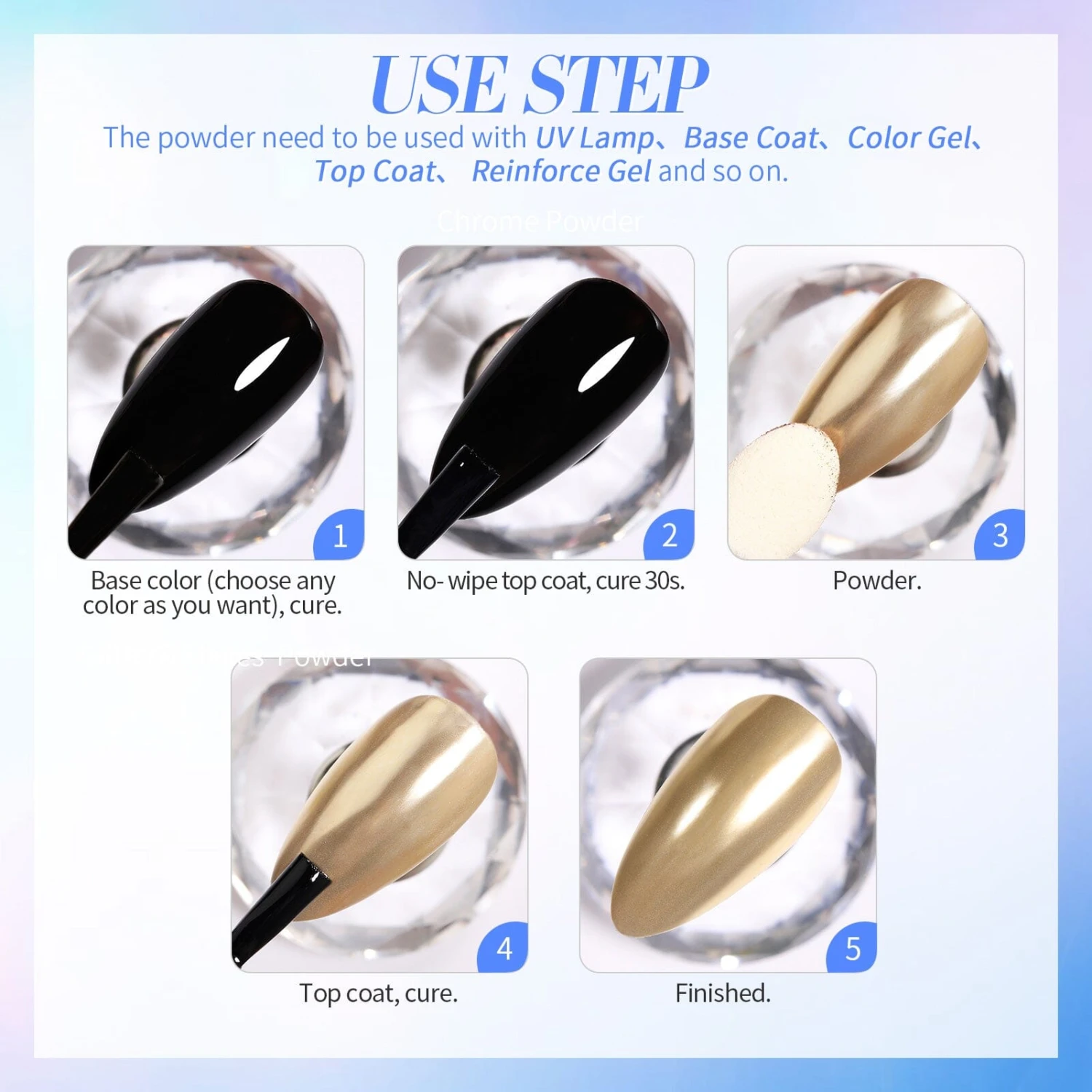 12 Boxes Chrome Metallic Nail Art Powder Kit 9 12 Boxes Chrome Metallic Nail Art Powder Kit - Image 9