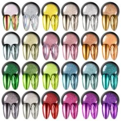 No Brand 24 Boxes Nail Mirror-Chrome Powder Set 10g/Box