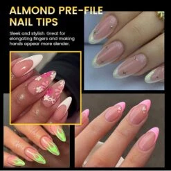 300pcs 15 Sizes Almond False Nail Tips Full Cover Half Matte Nails -Born Pretty Salon 61135 ZI 2