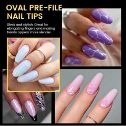 300pcs 15 Sizes Oval False Nail Tips Full Cover Half Matte Nails -Born Pretty Salon 61136 ZI 2