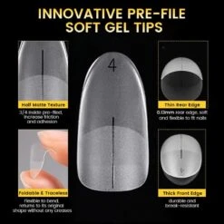300pcs 15 Sizes Oval False Nail Tips Full Cover Half Matte Nails -Born Pretty Salon 61136 ZI 3
