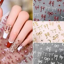 No Brand Gold Red White Bowknot Embossment 5D Nail Stickers -Born Pretty Salon 61158 ZHU 11