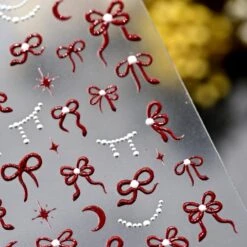 No Brand Gold Red White Bowknot Embossment 5D Nail Stickers -Born Pretty Salon 61158 ZHU 17