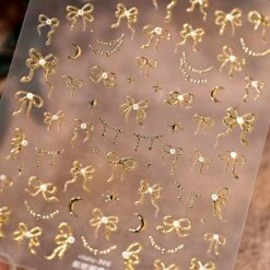 No Brand Gold Red White Bowknot Embossment 5D Nail Stickers -Born Pretty Salon 61158 ZHU 6