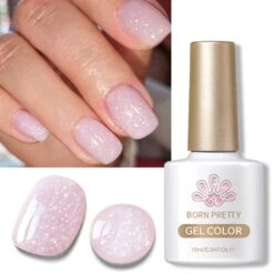 Pink Snow Glitter Jelly Gel Polish JN91 Blossom Flurry 10ml
