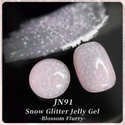 Pink Snow Glitter Jelly Gel Polish JN91 Blossom Flurry 10ml -Born Pretty Salon 61165 2 ZI 1