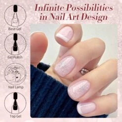 Pink Snow Glitter Jelly Gel Polish JN91 Blossom Flurry 10ml -Born Pretty Salon 61165 2 ZI 4