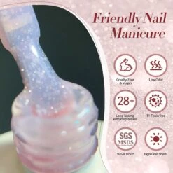 Pink Snow Glitter Jelly Gel Polish JN91 Blossom Flurry 10ml -Born Pretty Salon 61165 2 ZI 5