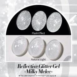 White Reflective Glitter Gel Polish SZ12 Milky Melee 15ml -Born Pretty Salon 61206 ZI 1