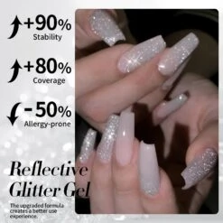 White Reflective Glitter Gel Polish SZ12 Milky Melee 15ml -Born Pretty Salon 61206 ZI 4