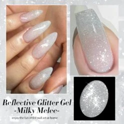White Reflective Glitter Gel Polish SZ12 Milky Melee 15ml -Born Pretty Salon 61206 ZI 6