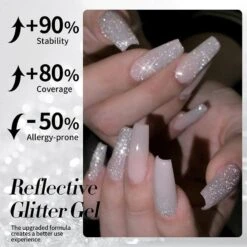 White Reflective Glitter Gel Polish SZ12 Milky Melee 10ml -Born Pretty Salon 61207 ZI 4