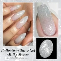 White Reflective Glitter Gel Polish SZ12 Milky Melee 10ml -Born Pretty Salon 61207 ZI 6