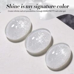 White Reflective Glitter Gel Polish SZ12 Milky Melee 10ml -Born Pretty Salon 61207 ZI 8