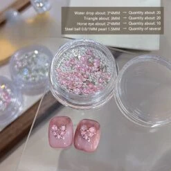 No Brand Heart Triangle Pearl Steel Ball 3D Nail Decoration -Born Pretty Salon 61222 SXA 1