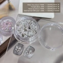 No Brand Heart Triangle Pearl Steel Ball 3D Nail Decoration -Born Pretty Salon 61222 SXA 2