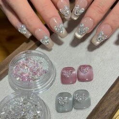 No Brand Heart Triangle Pearl Steel Ball 3D Nail Decoration