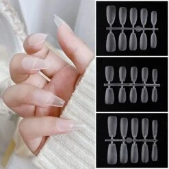 No Brand 100pcs/box Matte Clear False Nail Tips