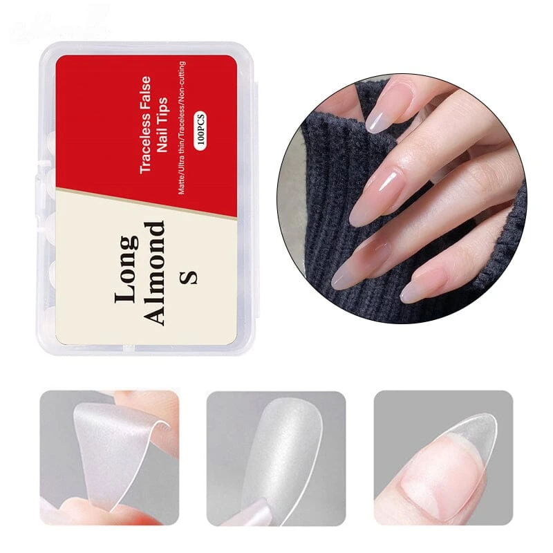 No Brand 100pcs/box Matte Clear False Nail Tips 2 No Brand 100pcs/box Matte Clear False Nail Tips - Image 2