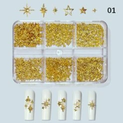 No Brand 6 Grids Metal Star Rivet 3D Nail Decorations -Born Pretty Salon 61246 SXA 1