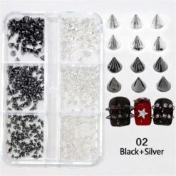 No Brand 6 Grids Metal Star Rivet 3D Nail Decorations -Born Pretty Salon 61246 SXA 2