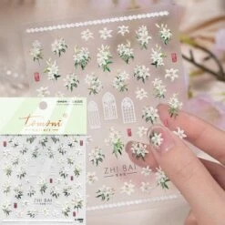 No Brand Spring Pink White Lily Flowers 5D Nail Sticker -Born Pretty Salon 61250 SXA 1