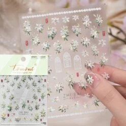 No Brand Spring Pink White Lily Flowers 5D Nail Sticker -Born Pretty Salon 61250 SXA 2