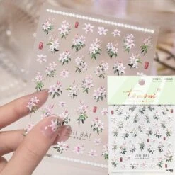 No Brand Spring Pink White Lily Flowers 5D Nail Sticker -Born Pretty Salon 61250 SXA 3