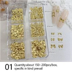 No Brand 6 Grids Gold Silver Alloy Star Bowknot Nail Decoration -Born Pretty Salon 61251 SXA 1