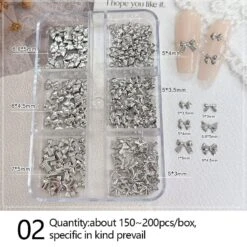 No Brand 6 Grids Gold Silver Alloy Star Bowknot Nail Decoration -Born Pretty Salon 61251 SXA 2