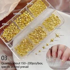 No Brand 6 Grids Gold Silver Alloy Star Bowknot Nail Decoration -Born Pretty Salon 61251 SXA 3
