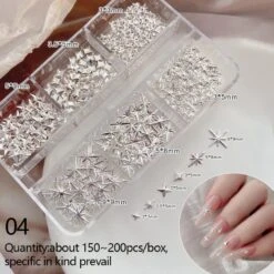 No Brand 6 Grids Gold Silver Alloy Star Bowknot Nail Decoration -Born Pretty Salon 61251 SXA 4
