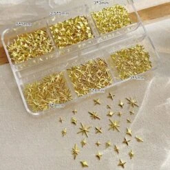 No Brand 6 Grids Gold Silver Alloy Star Bowknot Nail Decoration -Born Pretty Salon 61251 ZHU 6