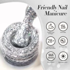 Silver Glitter Gel Polish SG22 Meteorite 15ml -Born Pretty Salon 61271 ZI 4